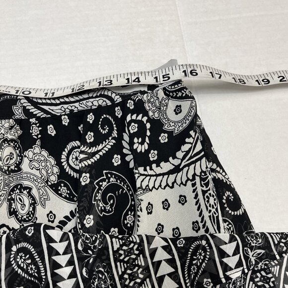 Express Skirt Womens M Black Mixed Paisley Chiffon Midi Asymmetrical Western - Picture 5 of 9